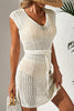 Beige Open Knit Drawstring Waist Beach Dress by Wild and Free Boutique