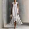 Women's Deep V-Neck Sleeveless Asymmetrical Maxi Dress – Patchwork by FitiqueFit