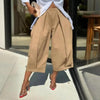 Women's Solid Color Cotton Wide Leg Cropped Pant by FitiqueFit