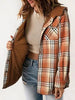 Plaid Snap Down Plush Hooded Jacket Soft & Warm Women Outerwear Cozy And Comfortable Jacket by Stevvex