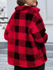 Beautiful Red Women Drop Shoulder Fuzzy Button-Up Jacket Soft And Comfortable Casual Fit Jacket by Stevvex