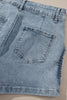 Studded Acid Wash Denim Shorts