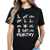 Men’s 220g Heavyweight Cotton T-Shirt – Double-Sided Print Tee with Healthy Lifestyle Theme by Dog Mom Hat