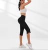 Women's High-Waisted Slim Capri Pants with Slit Hem — Black by FitiqueFit