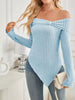 Off-Shoulder Ribbed Knit T-Shirt by Wild and Free Boutique