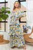 Layered Floral Off-Shoulder Short Sleeve Maxi Summer Dress For Women – Elegant and Feminine Floral Off-Shoulder Maxi Dress with Ruffled Layers for a Romantic Look by Stevvex