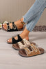 Camel Embroidered Trim Retro Buckle Faux Suede Slippers by Wild and Free Boutique