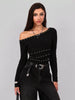 Studded One Shoulder Long Sleeve T-Shirt by Simply Love