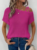 Asymmetrical Neck Short Sleeve T-Shirt by Simply Love