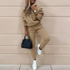 women's two piece solid color hooded sweatshirt set by FitiqueFit