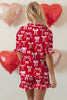 Red Sweet Bow Print Ruffled Short Sleeve Shirt Shorts 2pcs Pajama Set by Wild and Free Boutique
