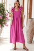 Rose Red Crinkled Ruffle Strap Smocked Midi Dress by Wild and Free Boutique