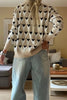 Parchment Geometric Heart Print Ribbed Trim Loose Sweater by Wild and Free Boutique