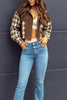 Raw Hem Plaid Cropped Hooded Jacket – Trendy Buttoned Outerwear with Casual Raw Hem Detail by Stevvex