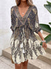 Paisley Print Batwing Sleeve Tassel Tie Front Ruffle Hem Dress by FitiqueFit