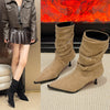Pointed Toe Suede Stiletto Heel Ankle Boots Women by FitiqueFit