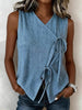 Bow-Tied V-Neck Sleeveless Tank Top – 5 Colors, S–XXL by FitiqueFit