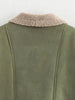 Fuzzy Collared Neck Long Sleeve Jacket with Buttoned Closure and Cozy Pockets by Stevvex