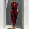 Women's Chinese-Style Satin Short-Sleeve Top & Pants Set by FitiqueFit