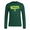 adidas Mens Long Sleeve Pre-Game T-Shirt Dark Green/Portland Timbers Large by EasyOptionXY