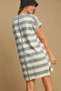 Peace Applique Striped Short Sleeve Mini Dress – Fun Peace Sign Applique, Chic Stripes, and High-Low Hem for Stylish Comfort by Stevvex