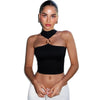 Women's Solid Color Slim Fit Crop Top With Halter Neck by My Store