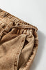 Smoke Gray Acid Wash Barrel Fit Denim Pants with Waist String by Wild and Free Boutique