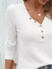 Waffle Knit Button-Detail V-Neck T-Shirt by Simply Love