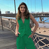 Women’s V‑Neck Button‑Front Vest & High‑Waist Pants Set by FitiqueFit