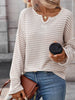 Striped Notched Long Sleeve T-Shirt by Simply Love