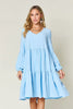 Light Green Double Take Full Size V-Neck Sleeve Tiered Dress with Pockets Elegant & Comfortable Casual Dress by Stevvex