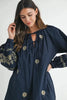 Embroidered Long Sleeve Peasant Mini Dress For Women – Embroidered Mini Dress, Long Sleeve Peasant Dress, Bohemian Dress, Casual Peasant Dress, Timeless Elegance Dress by Stevvex