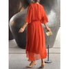 Batwing Sleeve V-Neck Midi Dress – Tied Irregular Hem Fairy Dress by FitiqueFit