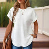 Women’s Textured Cuff Short‑Sleeve Tee by FitiqueFit