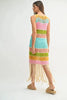 Multi Color Fringed Crochet Knit Dress For Women – Crochet Knit Dress, Fringed Dress, Multi-Color Dress, Bohemian Knit Dress, Festival Dress by Stevvex