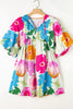 Modern Floral Print Tie Neck Dress Elegant & Timeless Colorful Dress by Stevvex
