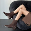 Women’s Retro Square-Toe Mid-Heel Chunky Leather Boots by FitiqueFit