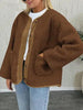 Modern Cozy Women Luxuriously Cozy Contrast Button Up Sherpa Jacket with Pockets For Fall & Winter by Stevvex