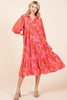 New Summer Tiered Printed Collared Neck Midi Dress For Women – Elegant and Versatile Dress with a Polished, Feminine Flair by Stevvex
