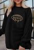 Black Football Graphic Game Day Embroidered Corded Sweatshirt by Wild and Free Boutique