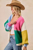 BiBi Color Block Open Front Sweater Cardigan by FitiqueFit