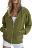 Women’s Zip Up Crop Sweatshirt – Fleece Lined Casual Hoodie by FitiqueFit