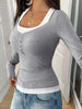Contrast Long Sleeve Fake Two-Piece T-Shirt by Simply Love
