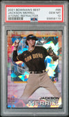 Graded 2021 Topps Bowmans Best Jackson Merrill #66 Atomic Refractor Rookie RC Baseball Card PSA 10 Gem Mint