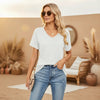 🌼 Women's V-Neck Pleated Loose-Fit T-Shirt – Effortless Summer Elegance by FitiqueFit