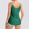 Sequin V-Neck Camisole – Rhinestone Strap Sparkly Top by FitiqueFit