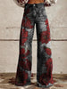 Women's Printed Flare Pants – Mid-Waist Full Length Plus Size by FitiqueFit