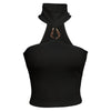 Women's Solid Color Slim Fit Crop Top With Halter Neck by My Store