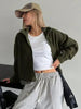 Stylish Zip-Up Long Sleeve Cropped Jacket Trendy & Lightweight Outerwear for a Chic Look by Stevvex