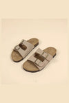 Double Buckle Open Toe Flats Sandals